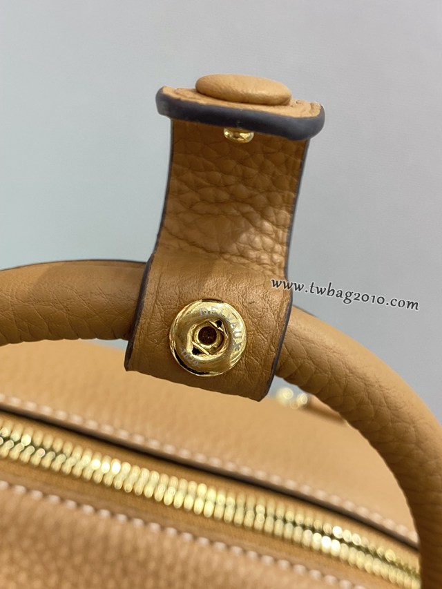 Delvaux經典款Cool Box荔枝紋手提女包 德爾沃專櫃22cm焦糖色肩背女包 bxs1022